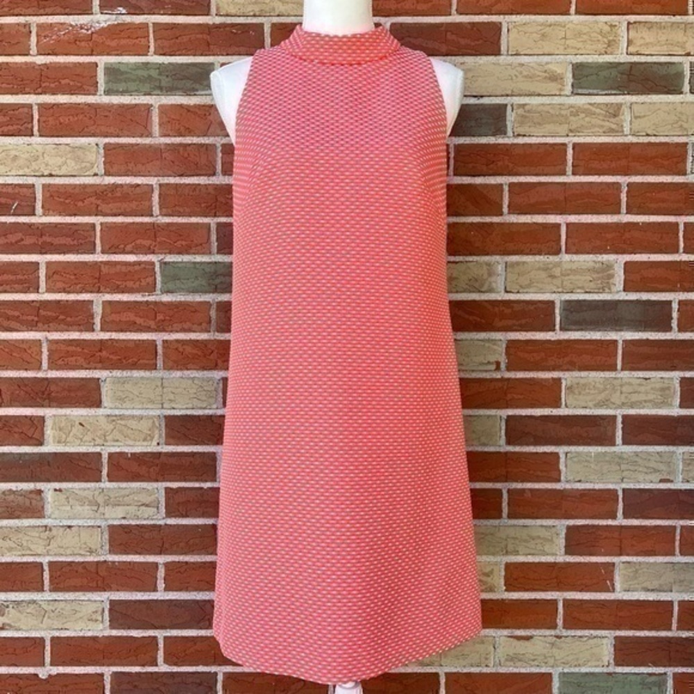 Tahari ASL Polka Dot Orange White A-line Sleeveless Mini Shift Dress 👗